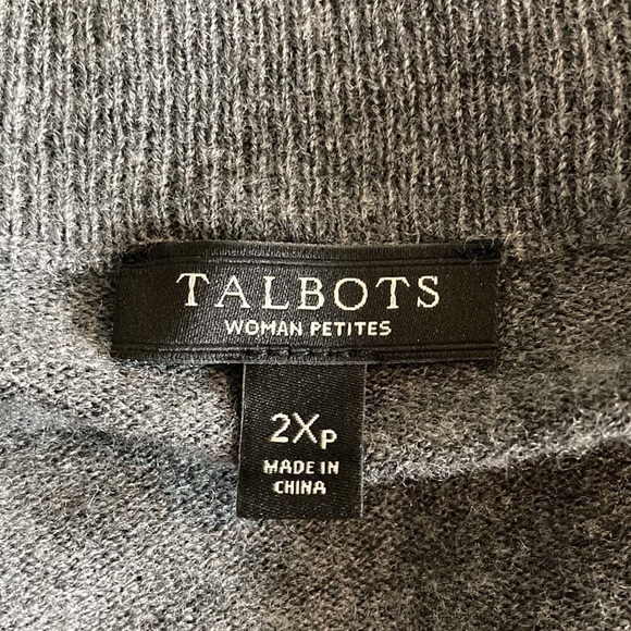 Talbots 2X petite open cardigan gray crewneck - Picture 12 of 14